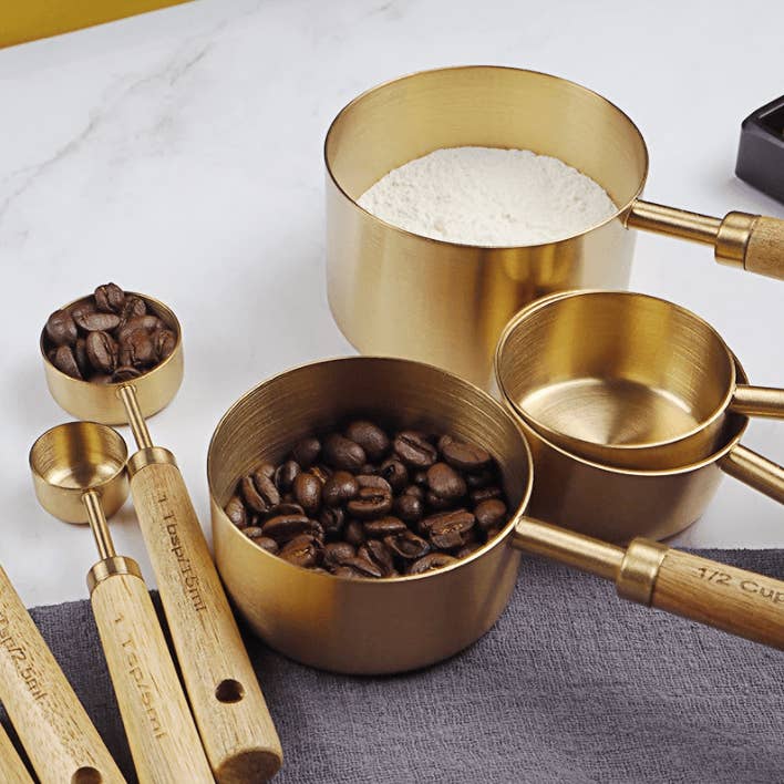 Gold Stainless Steel Measuring Cups Set