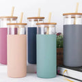 Glass Tumbler bamboo lid & straw, 16oz