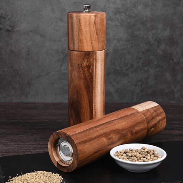 Wooden Salt and Pepper Grinders Set